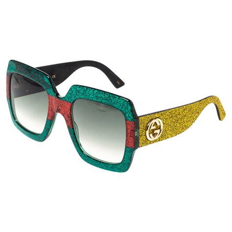 gucci glitter gradient oversized square sunglasses